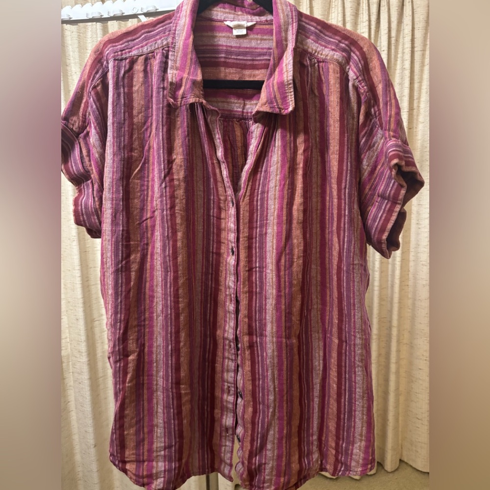 Caslon Pink and Purple Striped Shirt